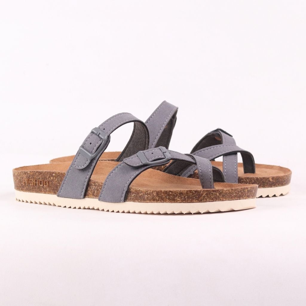 Dép đế trấu birken quai ngang xỏ ngón da lộn premium HISHOO H098