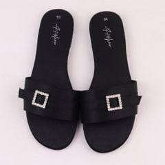 Dép lê nữ quai ngang đính khoá vuông HISHOO có Bigsize S121