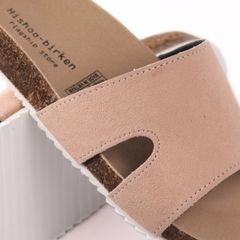 Dép đế trấu birken quai ngang chữ I da lộn HISHOO R100