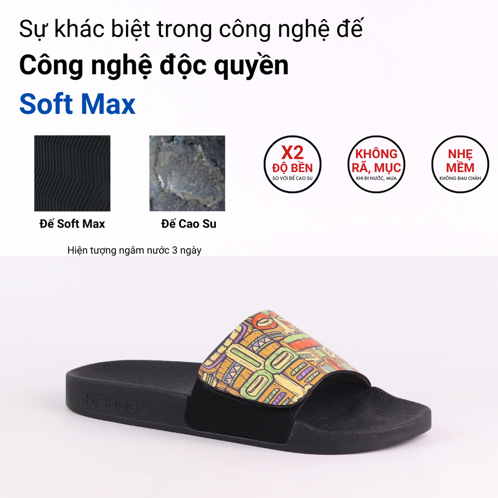 Dép quai ngang da bò Xé dán Mặt Nạ Bộ Lạc HISHOO U115
