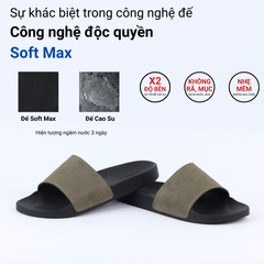 Dép quai ngang da bò Rêu da thật HISHOO U114