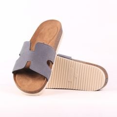 Dép đế trấu birken Chữ H da lộn premium HISHOO H095