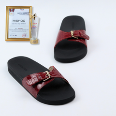 Dép quai ngang Đỏ 1 Khoá Vẩy Rồng HISHOO U117