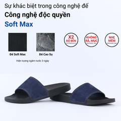 Dép quai ngang da bò Xanh dương da lộn HISHOO U114