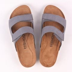 Dép đế trấu birken quai ngang xé dán da lộn premium HISHOO H105