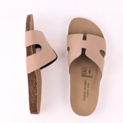 Dép đế trấu birken quai ngang chữ H da lộn HISHOO R095