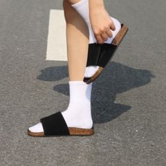 Dép đế trấu birken quai ngang Xé Dán da lộn HISHOO R103