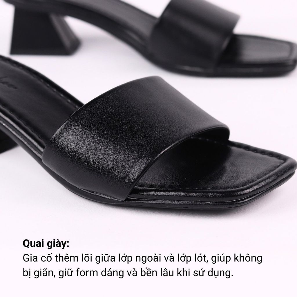 Giày Cao Gót 5cm Đế Vuông Quai Ngang Hishoo S039