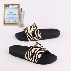 Dép quai ngang Da Ngựa Vằn Cowhide CHỮ H HISHOO U114