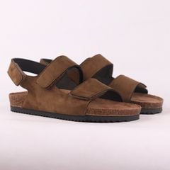 Dép đế trấu birken quai ngang sandal xé dán da lộn premium HISHOO H110