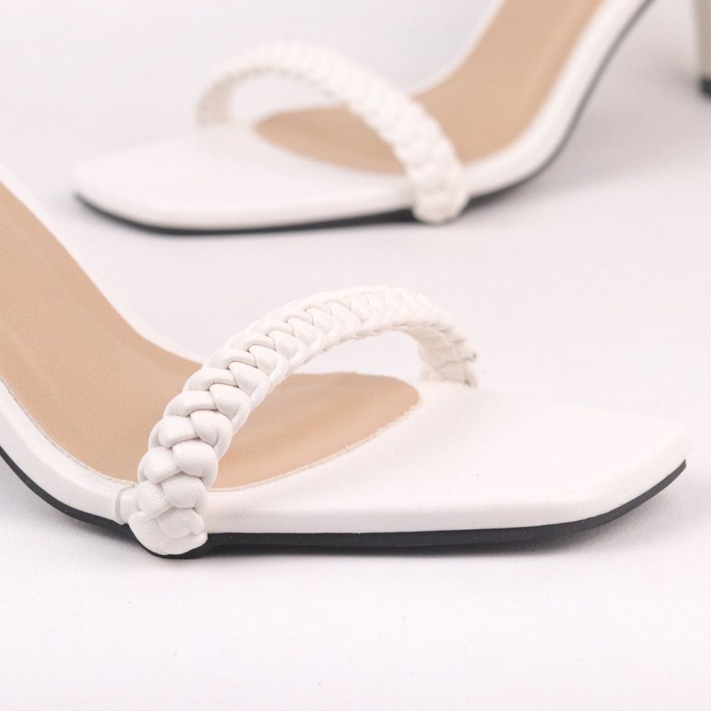 Giày Sandal Nữ Cao Gót 7cm Quai Mảnh Mũi Vuông Hishoo S032