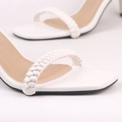 Giày Sandal Nữ Cao Gót 7cm Quai Mảnh Mũi Vuông Hishoo S032