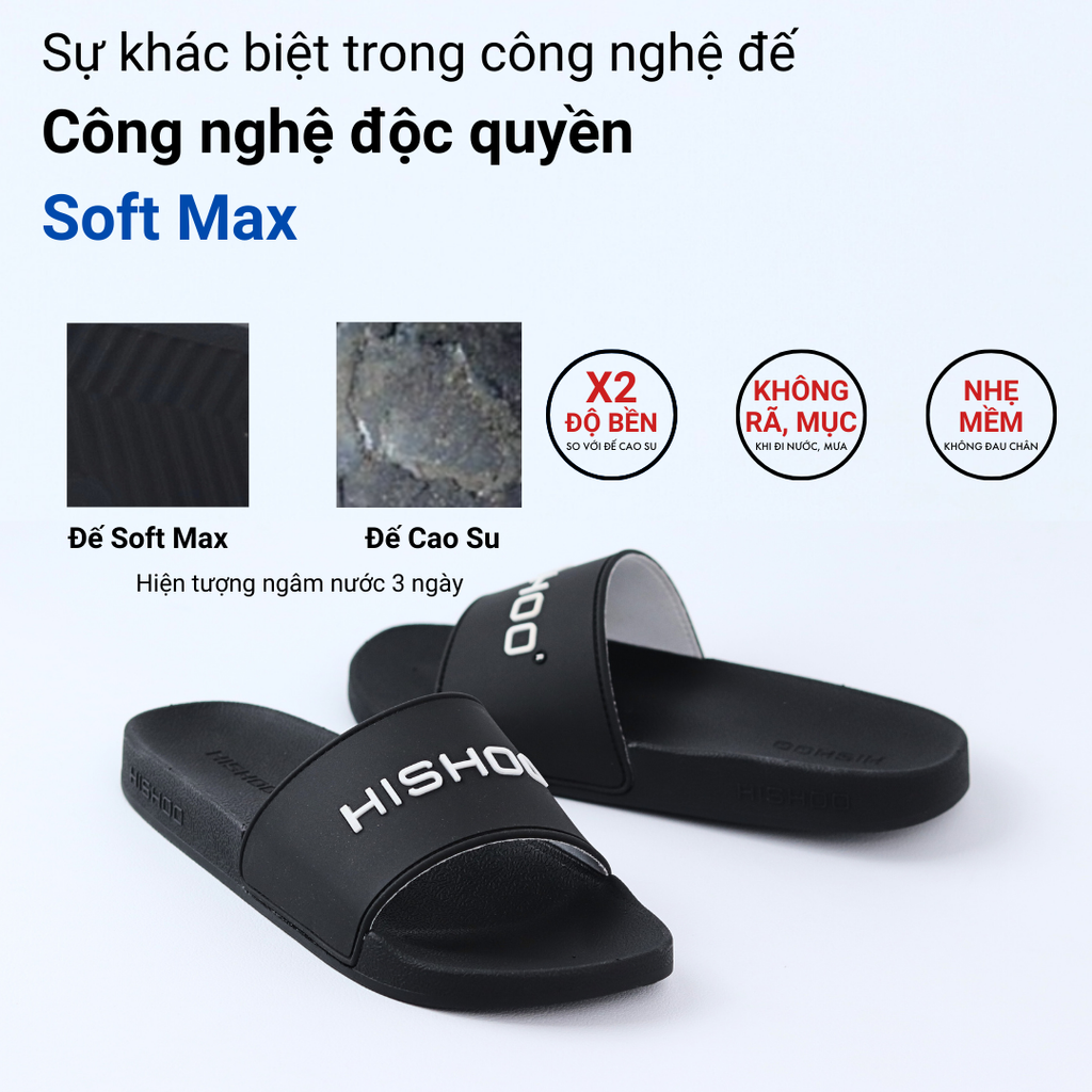 Dép quai ngang quai nhựa Đen HISHOO N112