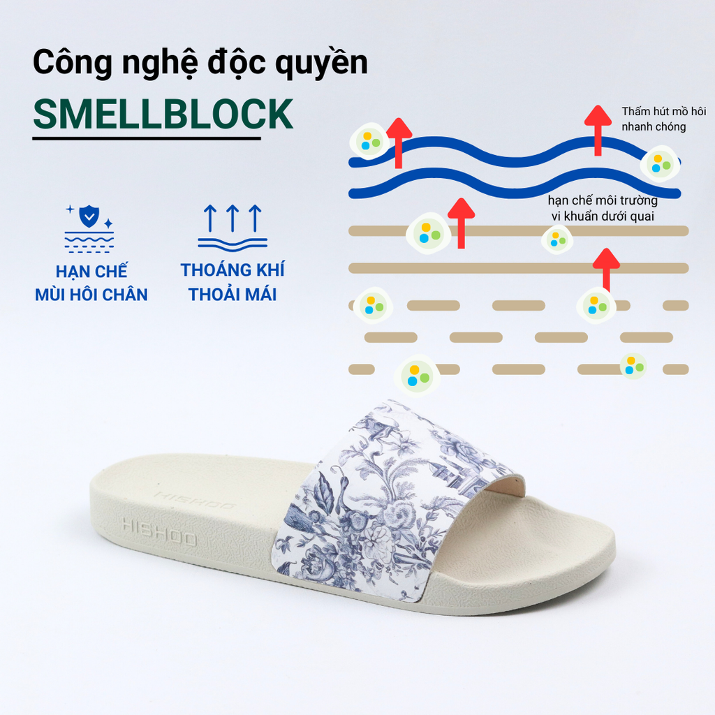 Dép quai ngang da bò In Hình Xứ Jouy HISHOO U112