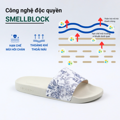 Dép quai ngang da bò In Hình Xứ Jouy HISHOO U112