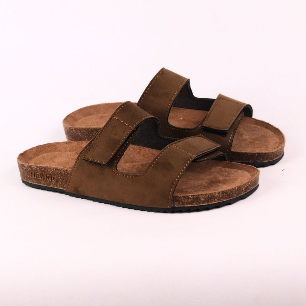 Dép đế trấu birken quai ngang xé dán da lộn HISHOO R105