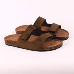 Dép đế trấu birken quai ngang xé dán da lộn HISHOO R105