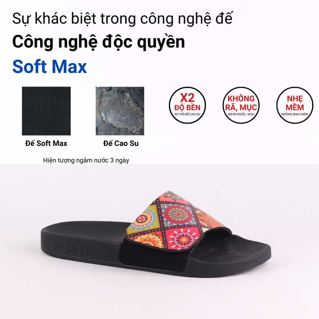 Dép quai ngang da bò Xé dán Gạch Bông HISHOO U115