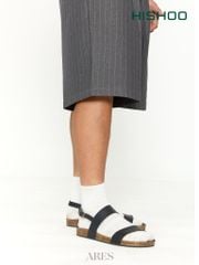 Dép đế trấu Sandal birken quai ngang da bò HISHOO M050