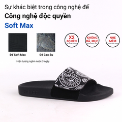 Dép quai ngang da bò Xé dán Bandana Đen HISHOO U115
