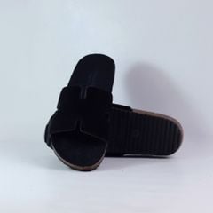Dép đế trấu birken quai ngang chữ H da lộn HISHOO R095