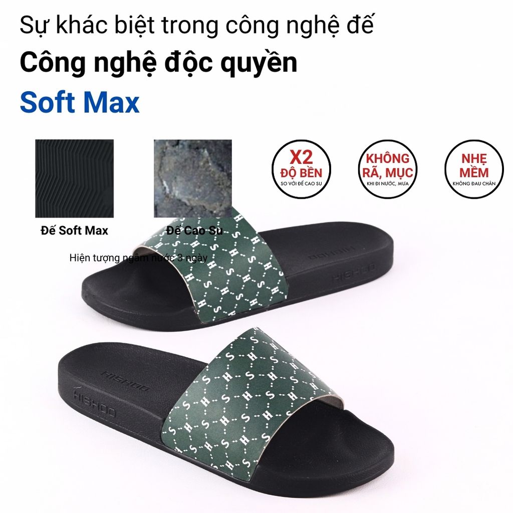 Dép quai ngang da bò HS Monogram HISHOO U113