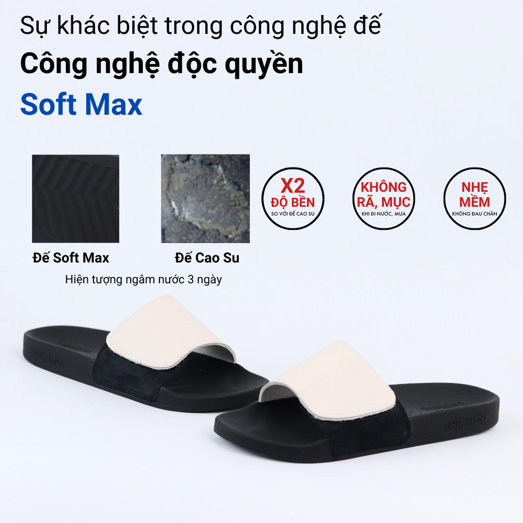 Dép quai ngang da bò Xé dán HISHOO U115