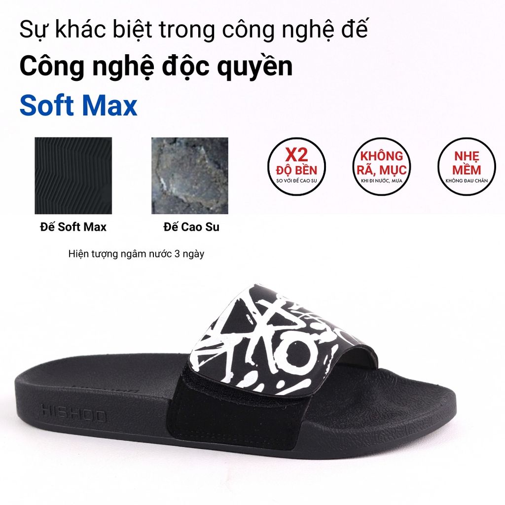 Dép quai ngang da bò Xé dán Grafiti HISHOO U115