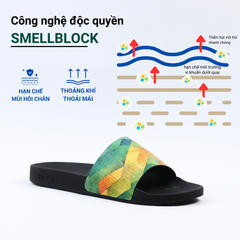 Dép quai ngang da bò In Hình Cầu Vồng Xanh HISHOO U113