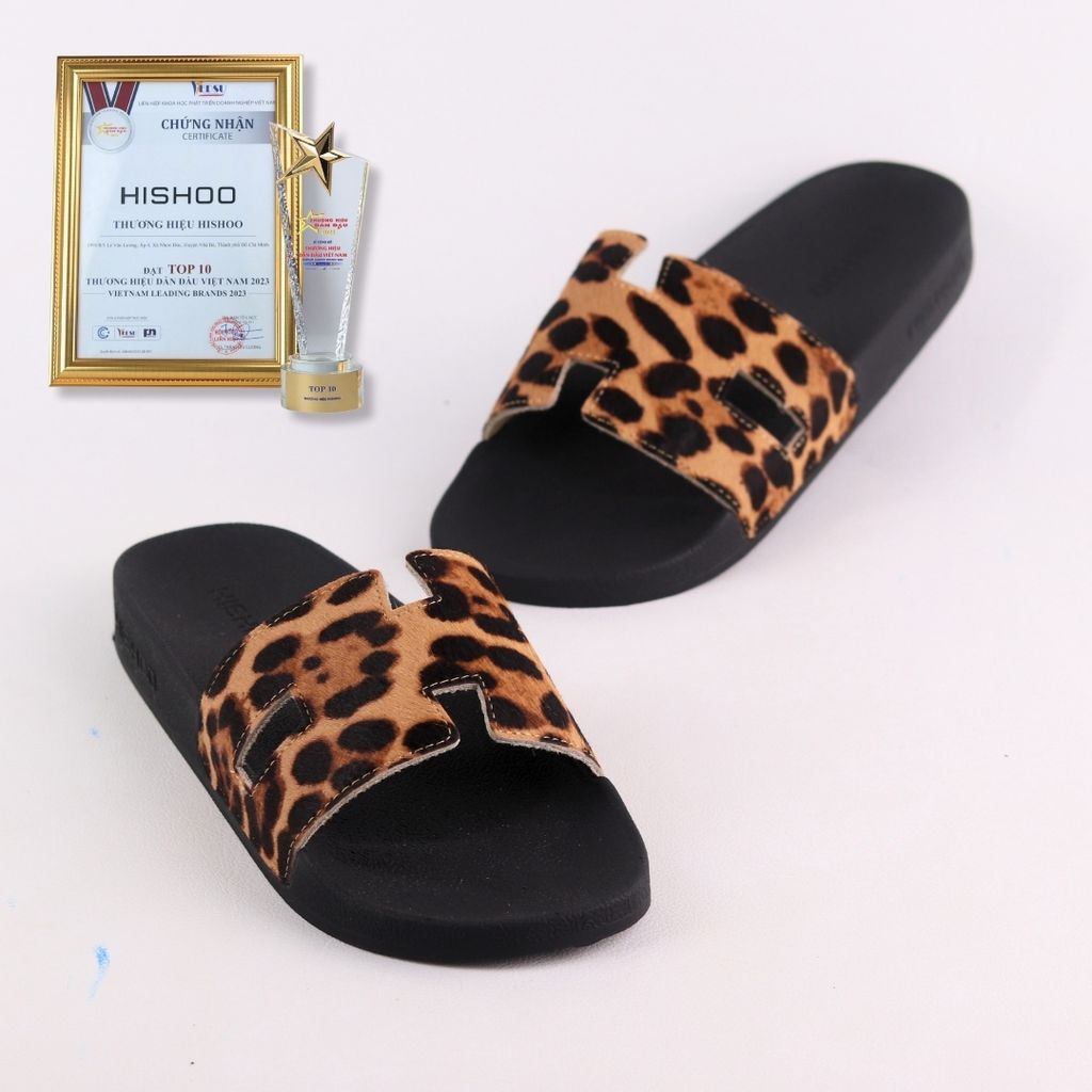Dép quai ngang Da Beo Cowhide CHỮ H HISHOO U114