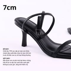 Giày Sandal Cao Gót 7cm Quai Ngang Mảnh Hishoo S150