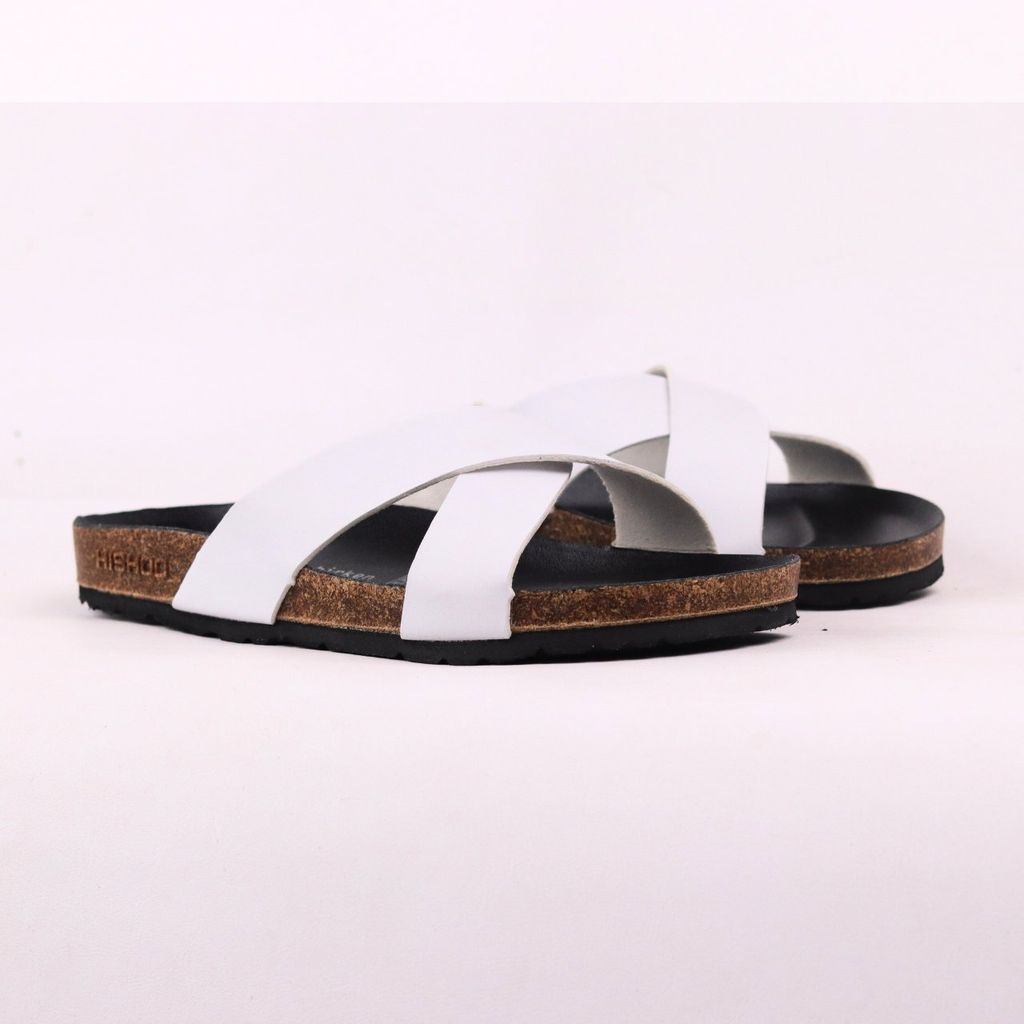 Dép đế trấu birken quai ngang chéo MẶT ĐEN HISHOO S096
