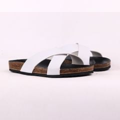 Dép đế trấu birken quai ngang chéo MẶT ĐEN HISHOO S096