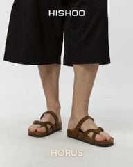 Dép đế trấu birken quai ngang xỏ ngón da lộn premium HISHOO H098