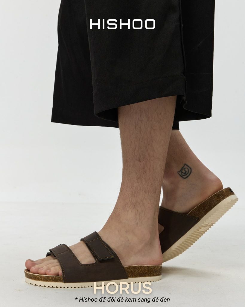 Dép đế trấu birken quai ngang xé dán premium HISHOO B105