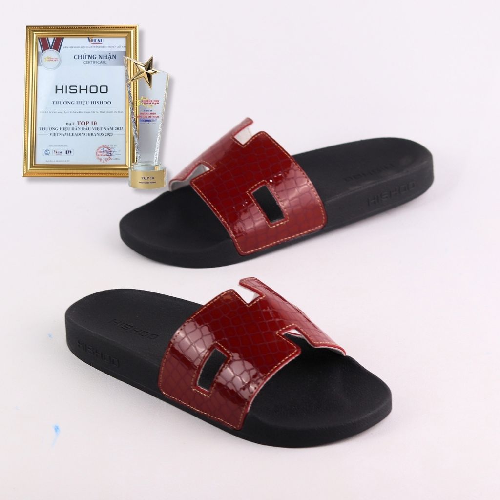 Dép quai ngang Đỏ Vẩy Rồng CHỮ H HISHOO U114