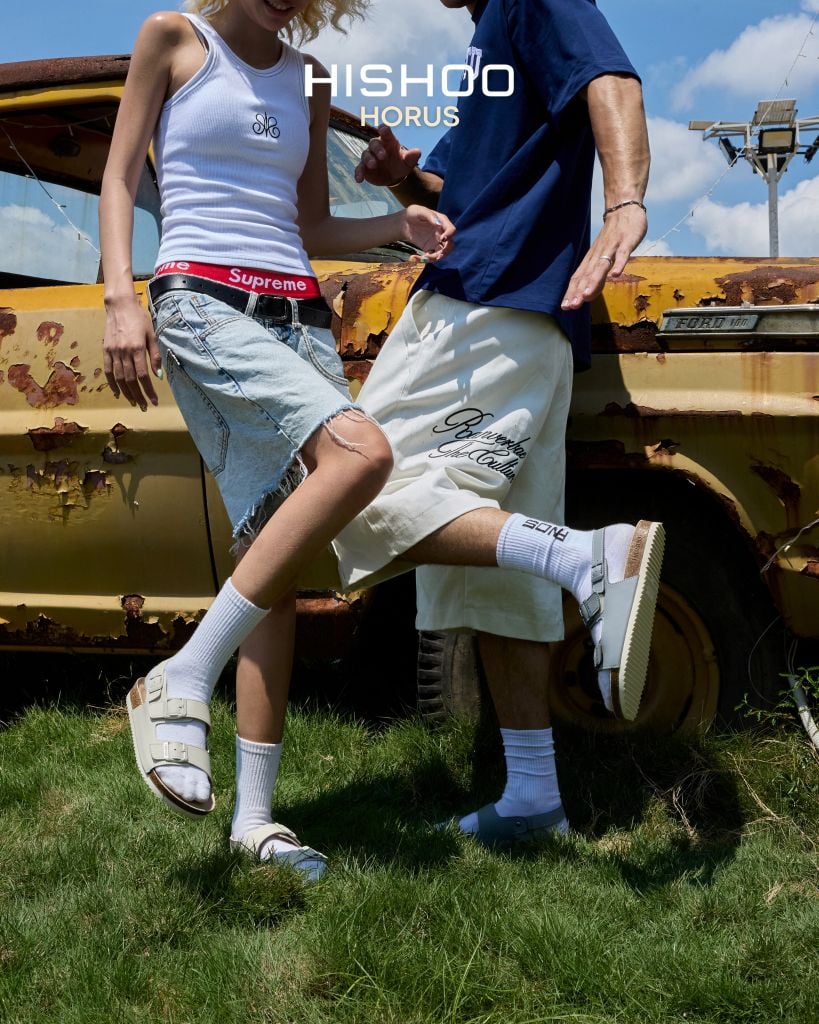 Dép đế trấu sandal birken quai ngang 2 khoá premium HISHOO B102