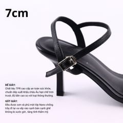 Giày Sandal Cao Gót 7cm Quai Bản Ngang Hishoo S149