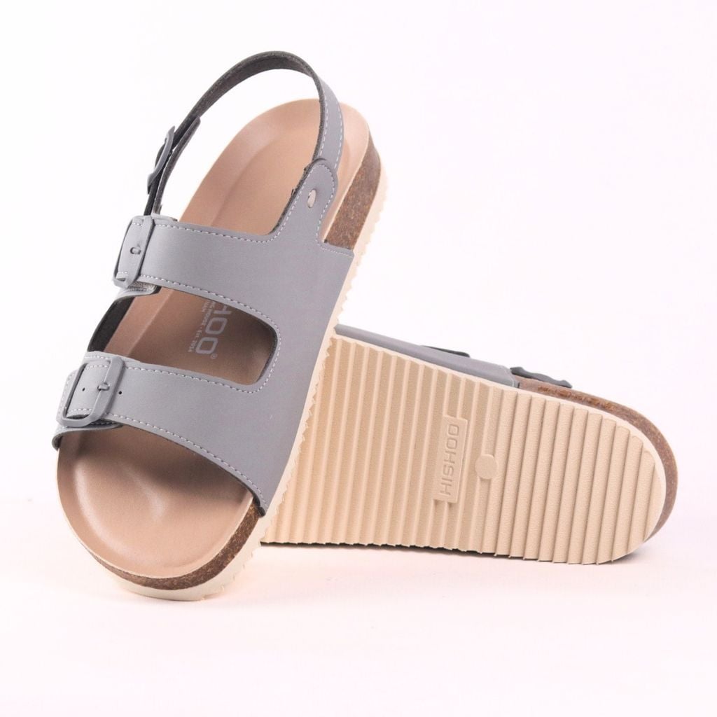 Dép đế trấu sandal birken quai ngang 2 khoá premium HISHOO B102