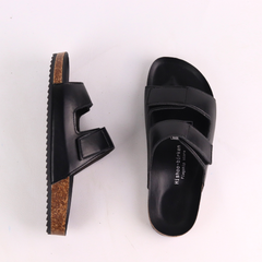 Dép đế trấu birken quai ngang xé dán MẶT ĐEN HISHOO S105