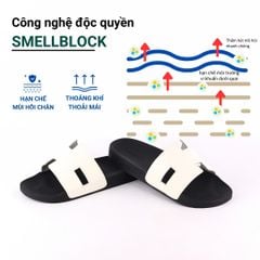 Dép quai ngang Da bò Chữ H HISHOO U114