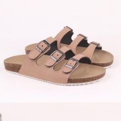 Dép đế trấu birken quai ngang 3 khoá da lộn HISHOO R092