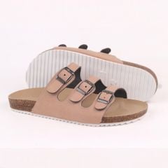Dép đế trấu birken quai ngang 3 khoá da lộn HISHOO R092