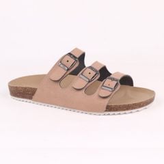 Dép đế trấu birken quai ngang 3 khoá da lộn HISHOO R092