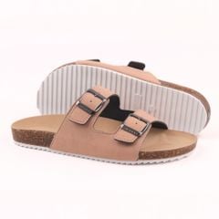 Dép đế trấu birken quai ngang 2 khoá da lộn HISHOO R093