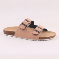 Dép đế trấu birken quai ngang 2 khoá da lộn HISHOO R093