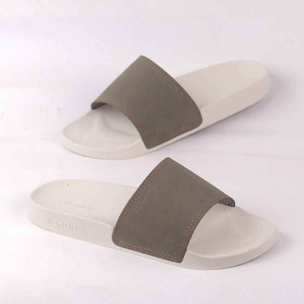 Dép quai ngang Nubuck Xanh rêu HISHOO U111