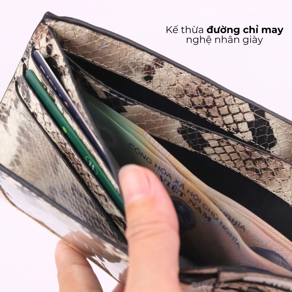 Ví Da Ngang Nam Nữ Đựng Thẻ [DA RẮN] Alpha Da Bò Phụ Kiện Hishoo V005