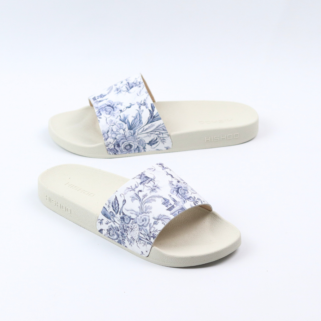 Dép quai ngang da bò In Hình Xứ Jouy HISHOO U112