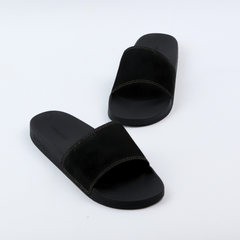 Dép quai ngang da bò Đen da lộn HISHOO U077